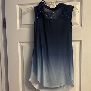 Navy Blue Sleeveless Ombre Lyrical Dress